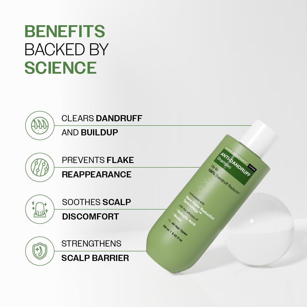 Bare Anatomy Advanced Anti-Grey Serum | Reduces Hair Greying | Fast Absorbing, Odorless, Non-Sticky 50ml + Anti Dandruff Shampoo 250 ml | Men and Women