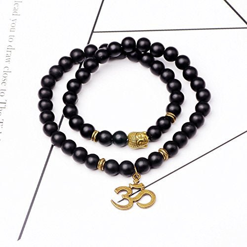 Shining Diva Fashion Yoga & Meditation Om Charm Buddha Reiki Beads Stylish Bracelet for Men Boys Women Girls Unisex (9377b)