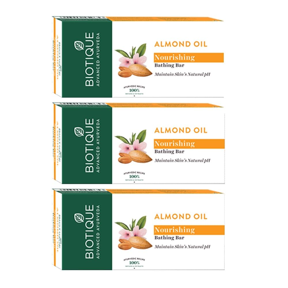 Biotique Almond Oil Nourishing Body Soap, 450g (150g x 3)