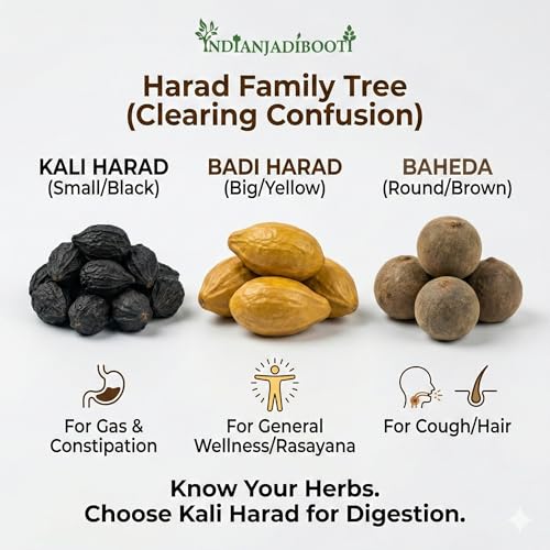 IndianJadiBooti Elite Rejuvenation Bundle: Small Black Harad, Multani Mitti Powder & Bhringraj Powder – For Deep Cleansing, Skin Clarity & Follicle Vitality – 100gm Each
