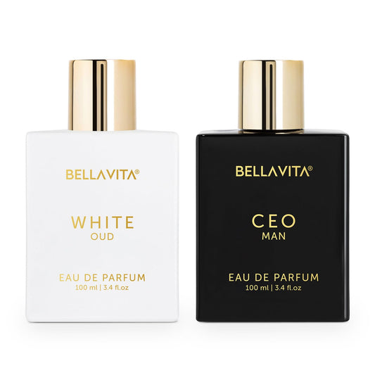 Bella Vita Luxury CEO MAN & White Oud Long Lasting Perfume for Men and Women | EDP Pack of 2 x 100ml | Lemon, Lavender, Tonka, Mandarin & Vetiver | Woody, Citrus Premium Fragrance | Ideal for Every Moment