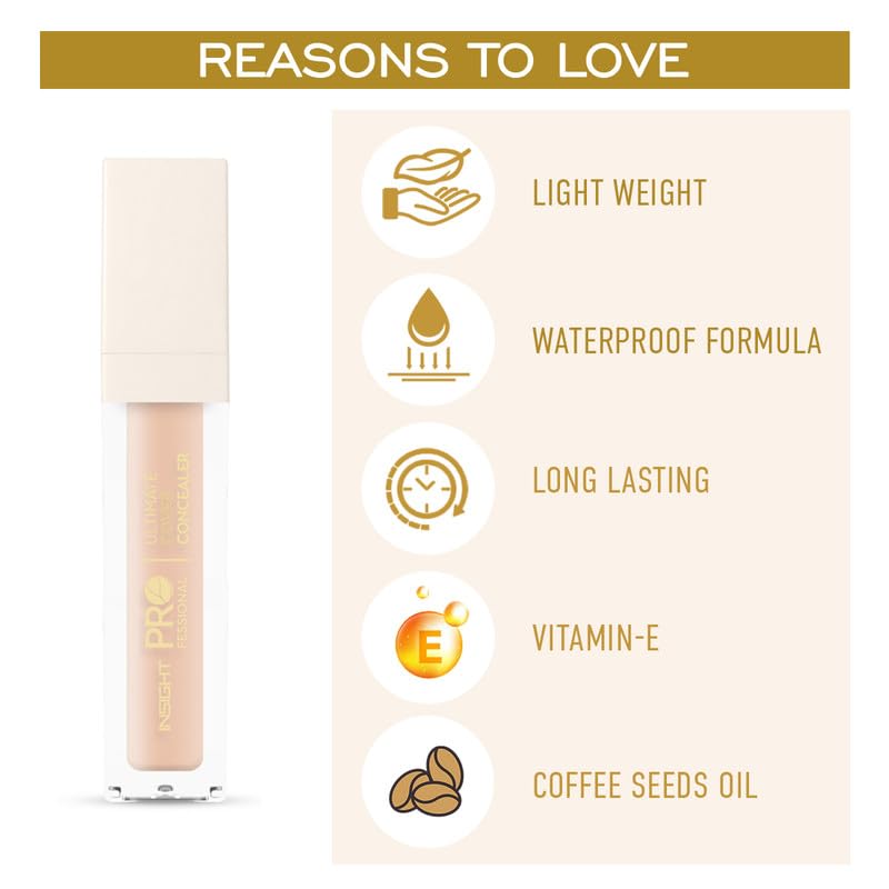 INSIGHT Professional Ultimate Cover Concealer (LN-10) | Lightweight, Long-Lasting & Waterproof | Enriched with Vitamin E & Coffee Seed Oil - 20g (Pack of 2)