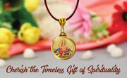 DIVINITI 24K Gold Plated Lord Ganesha & Yantra Double-Sided Pendant with Premium Gift Box, 28 mm Hindu Religious Locket, Luxury Spiritual Jewellery Gift for Men & Women