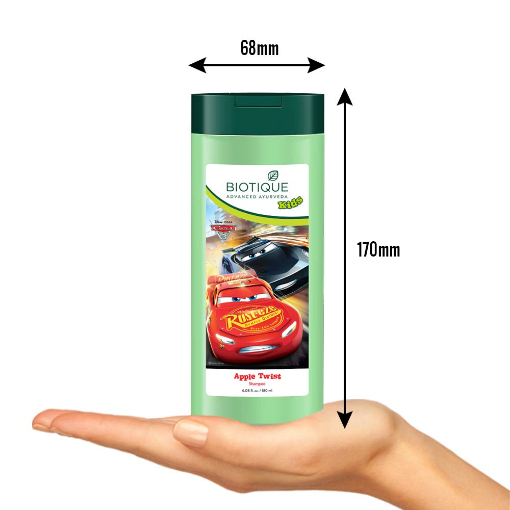 Biotique Apple Twist Shampoo for Disney Kids| Enriched with Natural Apple Extracts & Botanical Ingredients | Helps Cleanse, Nourish & Strengthen Kids’ Hair | 180ml