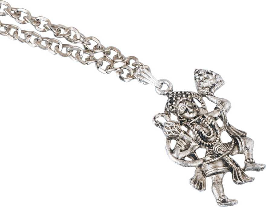 ASTRODIDI Unisex-Adult Hanuman Ji Pendant Locket With Chain In Pure Silver Color Aloy Bajrang Bali Locket