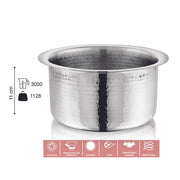Vinod – Claro Heavy Gauge Stainless Steel Hammered Tope, 1.5 mm – Capacity 3 Liter