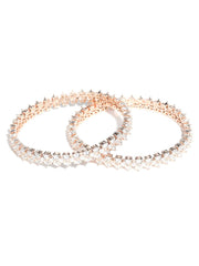 Priyaasi American Diamond Rose Gold Plated Bangle Set for women