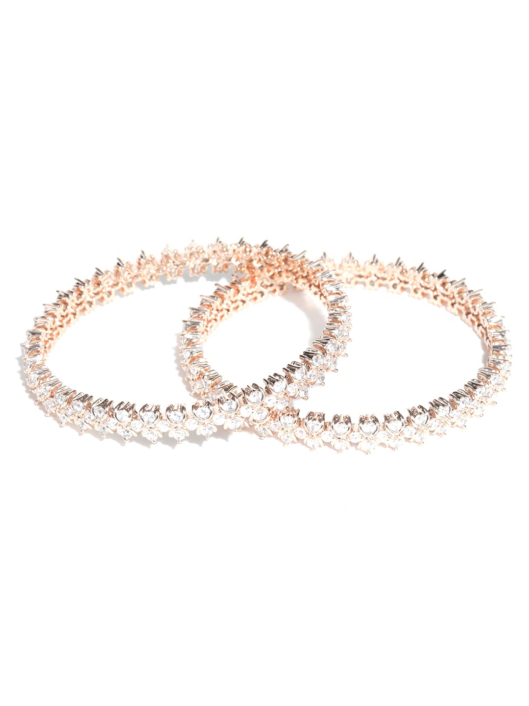 Priyaasi American Diamond Rose Gold Plated Bangle Set for women