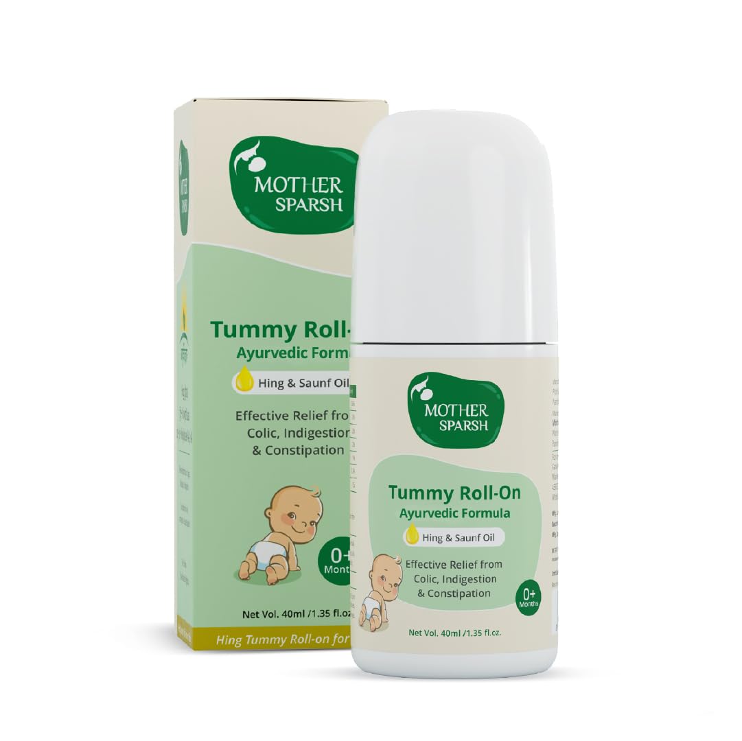 Mother Sparsh Tummy Roll On For Baby, Colic Relief, Constipation and Indigestion With Hing & Saunf | 100% Ayurvedic - 40ml (Pack of 10)