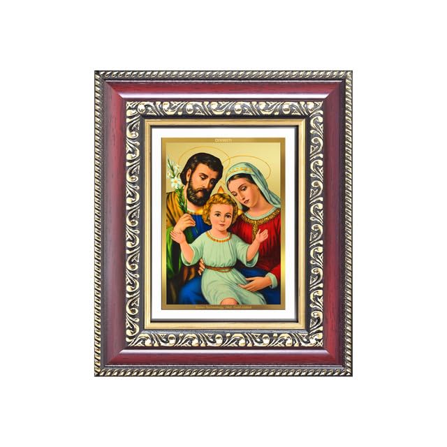 DIVINITI Holy Family 24K Gold Plated Foil Wall and Tabletop Photo Frame for Home Décor, Prayer Room, Luxury Gifting | DG Frame 105 S1 (16x13.5 CM)