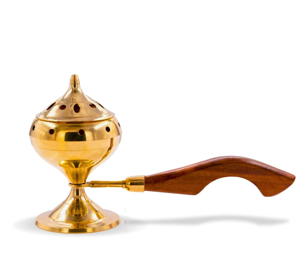 DSH Brass Loban Burner with Handle, Dhoop Dhuni Burner Sambrani Dhoop, Resin & Home Office Temple Prayer Butler,Gold,Standard(LBN-05 SML)(Round)