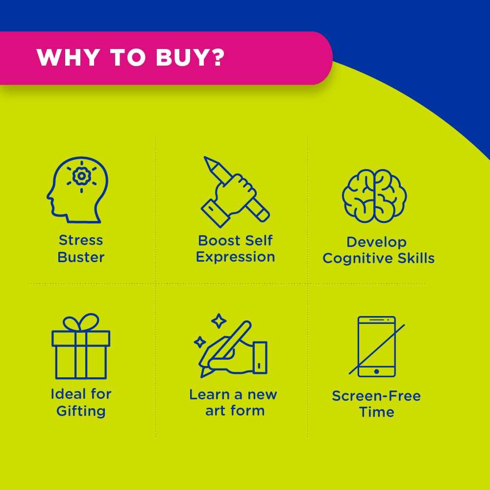 Fevicryl Art of India Lippan kit, Acrylic Paints 6 Shades, 1 Round Brush, Pre-Designed Canvas, Mouldit, Ideal for Festive Gifting, Artists, Students