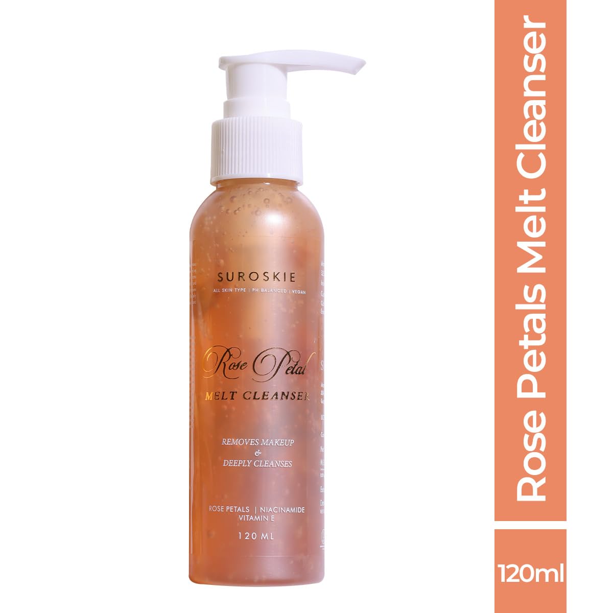 Suroskie Rose Petals Melt Cleanser 120Ml |2-In-1 Face Wash & Makeup Remover | Rose Water, Niacinamide & Vitamin E For Nourished , Brightens & Glow | Suitable For All Skin Types – Men & Women