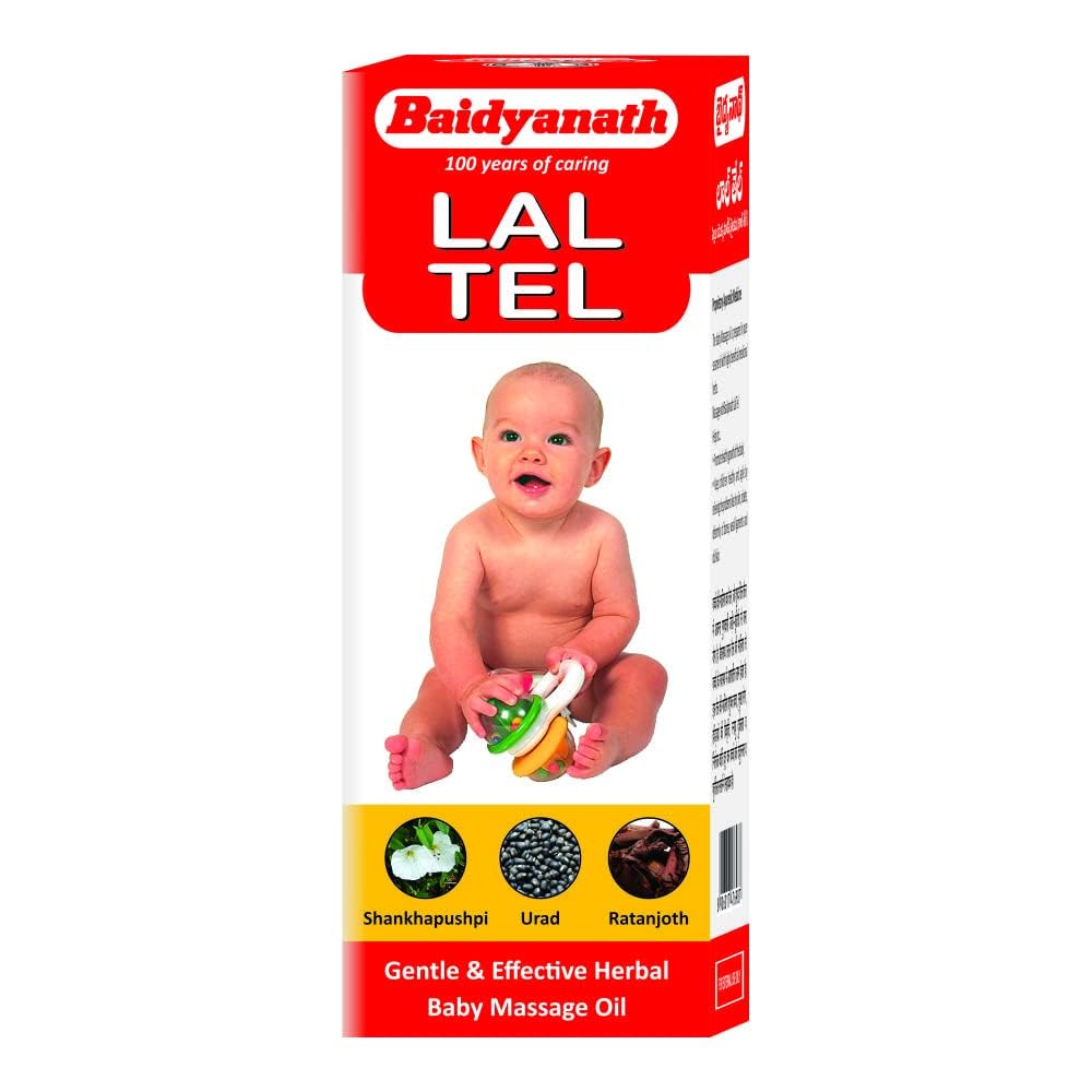 Baidyanath Asli Ayurved Lal Tel Ayurvedic Baby Massage Oil | Effective for Bones and Muscles | Massage Oil for New Born - 100ml