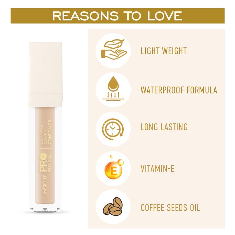 INSIGHT Professional Ultimate Cover Concealer (LN-13) | Lightweight, Long-Lasting & Waterproof | Enriched with Vitamin E & Coffee Seed Oil - 20g (Pack of 2)