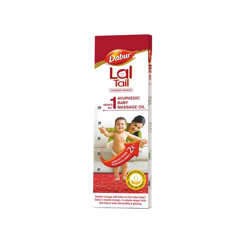 Dabur Lal Tail : Ayurvedic Baby Oil|Clinically Tested 2x Faster Physical Growth for Stronger Bones and Muscles- 200 ml