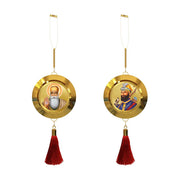 Diviniti 24K Gold Plated Guru Nanak Dev Ji & Guru Gobind Singh Ji Wall Hanging Double Sided | Sikh Religious Home Entrance Door Hanging, Mandir Decor, Spiritual Gift Item for Blessings