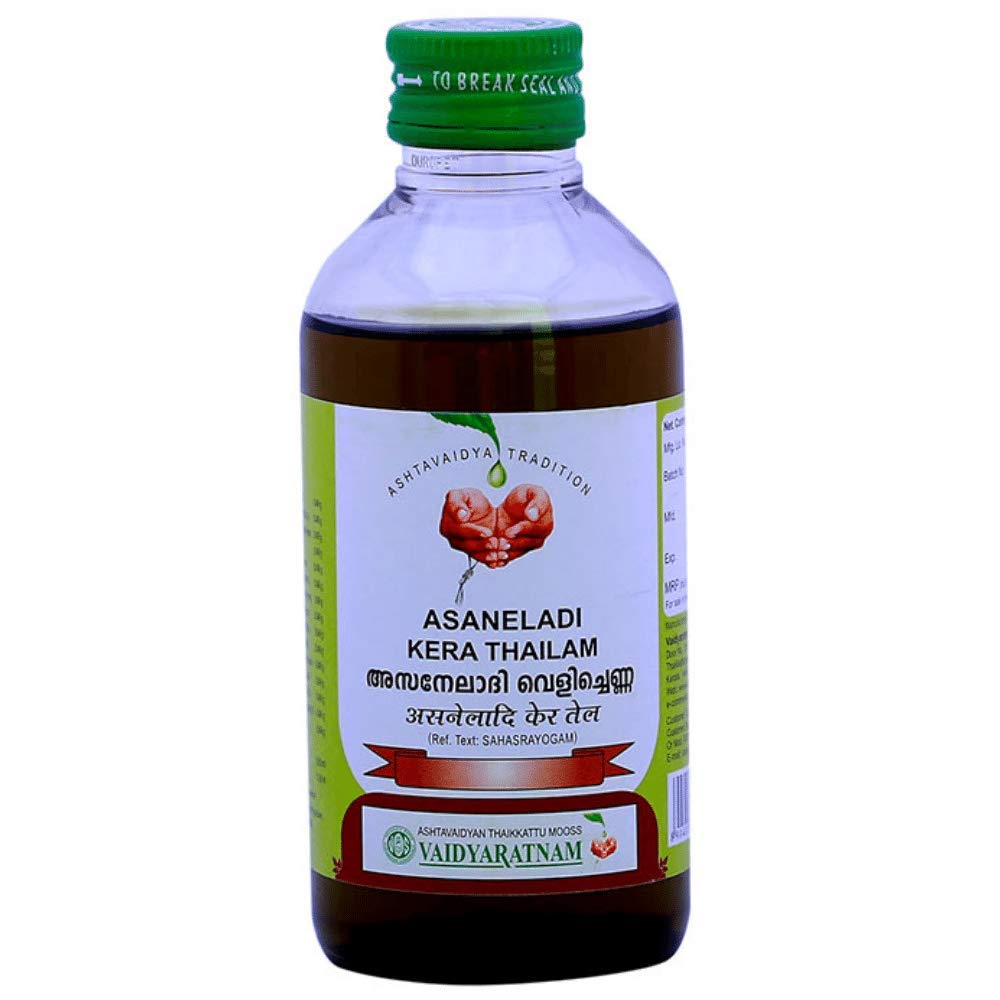 Vaidyaratnam Asaneladi Kera Thailam 200 ML (Pack Of 2)| Ayurvedic Products | Ayurveda Products | Vaidyaratnam Products