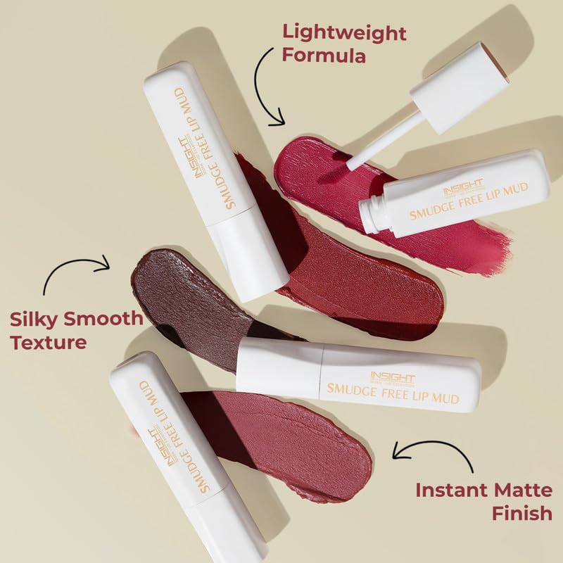 INSIGHT Smudge Free Lip Mud | Moisturizing Formula | Upto 12 Hrs Stay | Instant Matte Finish | Silky Smooth Texture (Misty) - 3.5g