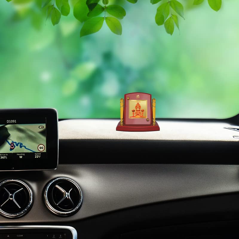 DIVINITI 24K Gold Plated Religious Car Dashboard Frame | Premium God Idol Frame for Car, Home Mandir & Office Table | Spiritual Gift, Decorative Showpiece | Rani Sati