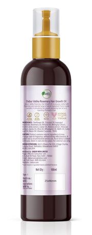 DABUR Vatika Rosemary Hair Growth Oil With Hibiscus & Coconut Oil - 100Ml | Stimulates Hair Growth And Thickness | Reduces Hair Fall | Co-Created With Dermatologist | No Mineral Oil |Animal Test Free