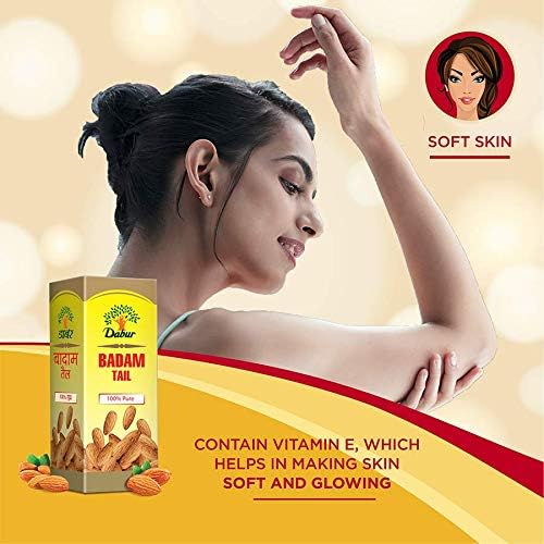 Dabur Badam Tail: Sweet Almond Oil | Rich in Vitamin - E for Healthy Skin, Hair and Body - 100ml