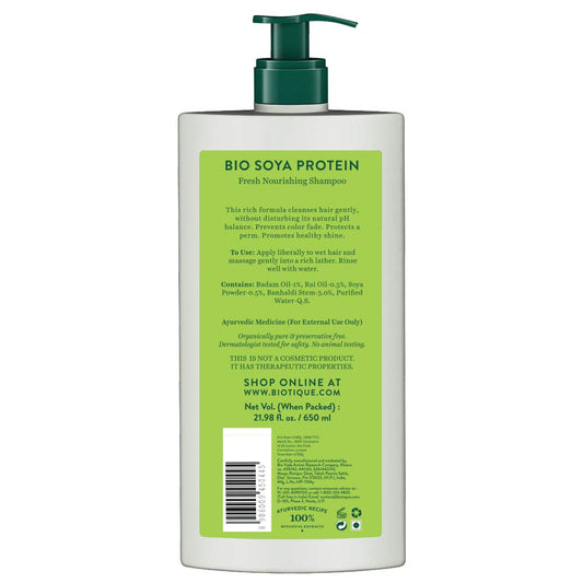 Biotique Soya Protein Fresh Nourishing Shampoo | Repairs Dry and Damaged Hair |Maintains pH Balance |Promotes Healthy Shiny Hair| Prevents Color Fading | All Skin Types | 650ml (Pack of 2)