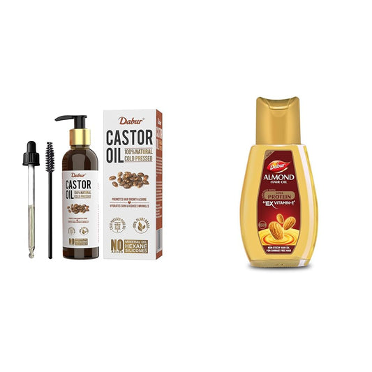 Dabur Castor Oil - 200ml& Dabur Almond Hair Oil - 500ml
