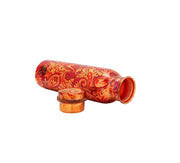 DSH Copper Bottles for Printed with Art Work, Travelling Purpose Bottles, Yoga Ayurveda Healing, 800 ML (Design P 2)