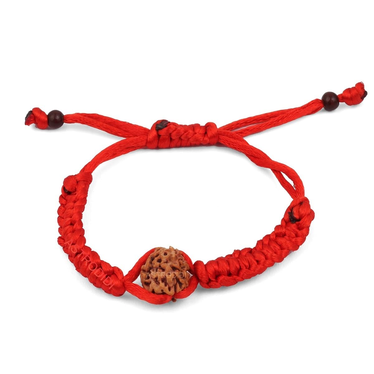 ASTRODIDI 3 Mukhi Rudraksha Beads Bracelet in Red Thread for Daily Wearing | Handmade Original Three Face Rudraksh Bracelet | Unisex Design for Men Women Boys and Girls
