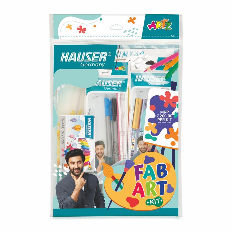 Hauser Germany Fab Art Stationery Kit | Assemble Creativity with Ease | All-in-One Stationery Solution | Ideal for Gifting | Pack of 1 Kit - 58 Pieces