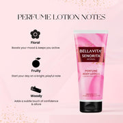 Bella Vita Luxury Senorita Woman Perfume Body Lotion for Nourishing, Hydrating, Soft, Supple,Healthy Skin with Argan Oil and Shea Butter 200 Ml