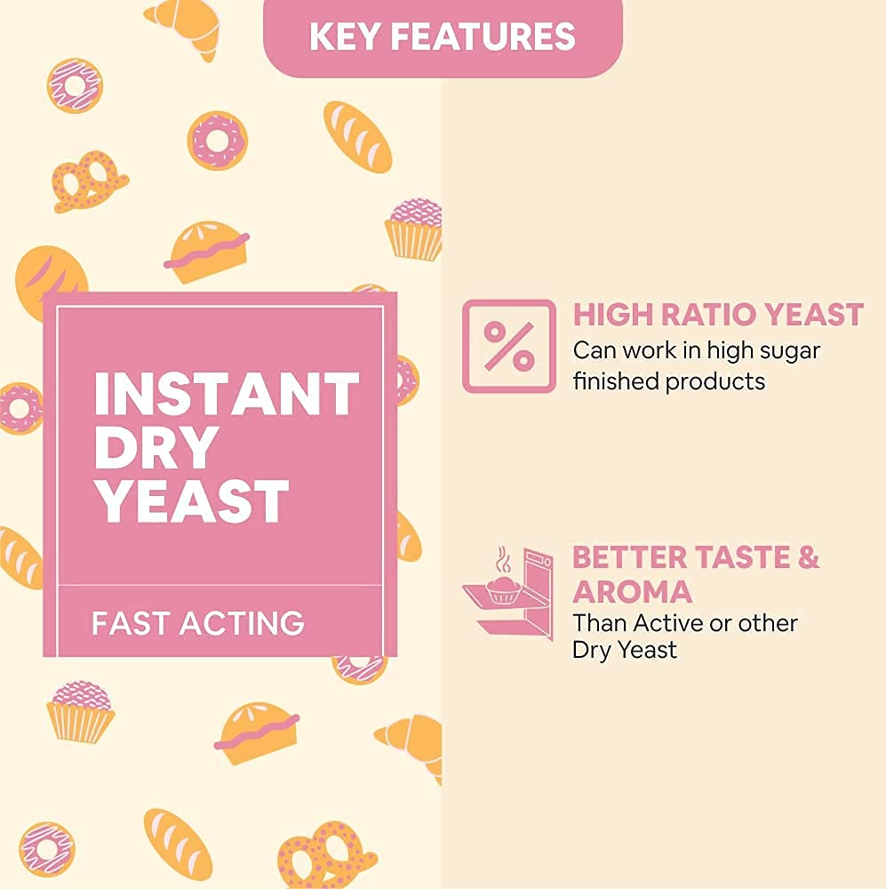 NatureVit Instant & Active Dry Yeast Powder, 100g | Nutritional Yeast Powder For Baking | Active & Instant Yeast For Bread Making At Home | Instant Dry Yeast For Baking, Bread, Cake, Pizza & Wines