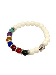 RUDRADIVINE 7 Chakra Stone Bracelet with White Turquoise Beads