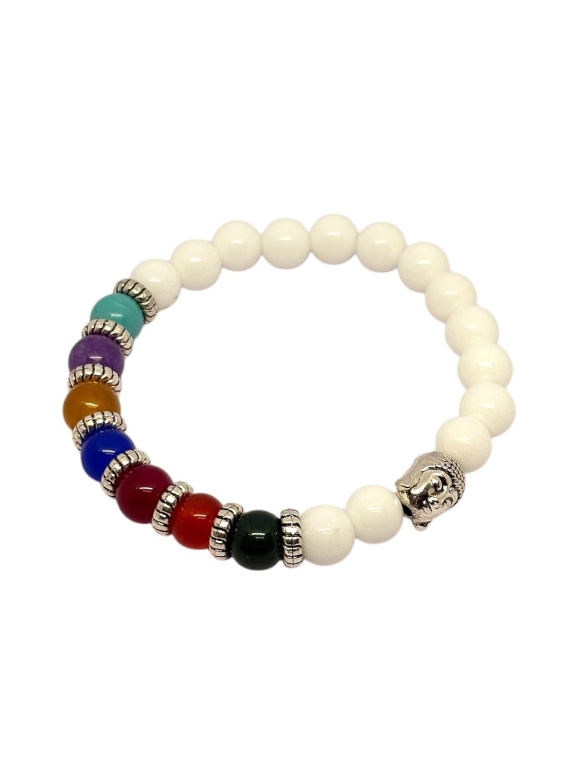 RUDRADIVINE 7 Chakra Stone Bracelet with White Turquoise Beads for Men & Women