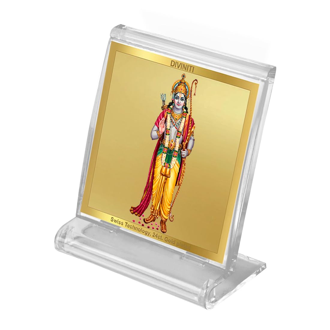 DIVINITI Ram Photo Frame for Car Dashboard, Table Decor| ACF 3A Acrylic Classic Ram and 24K Gold Plated Foil| Religious Frame Idol for Pooja, Worship, Gifts Items (5.8 CM X 4.8 CM)