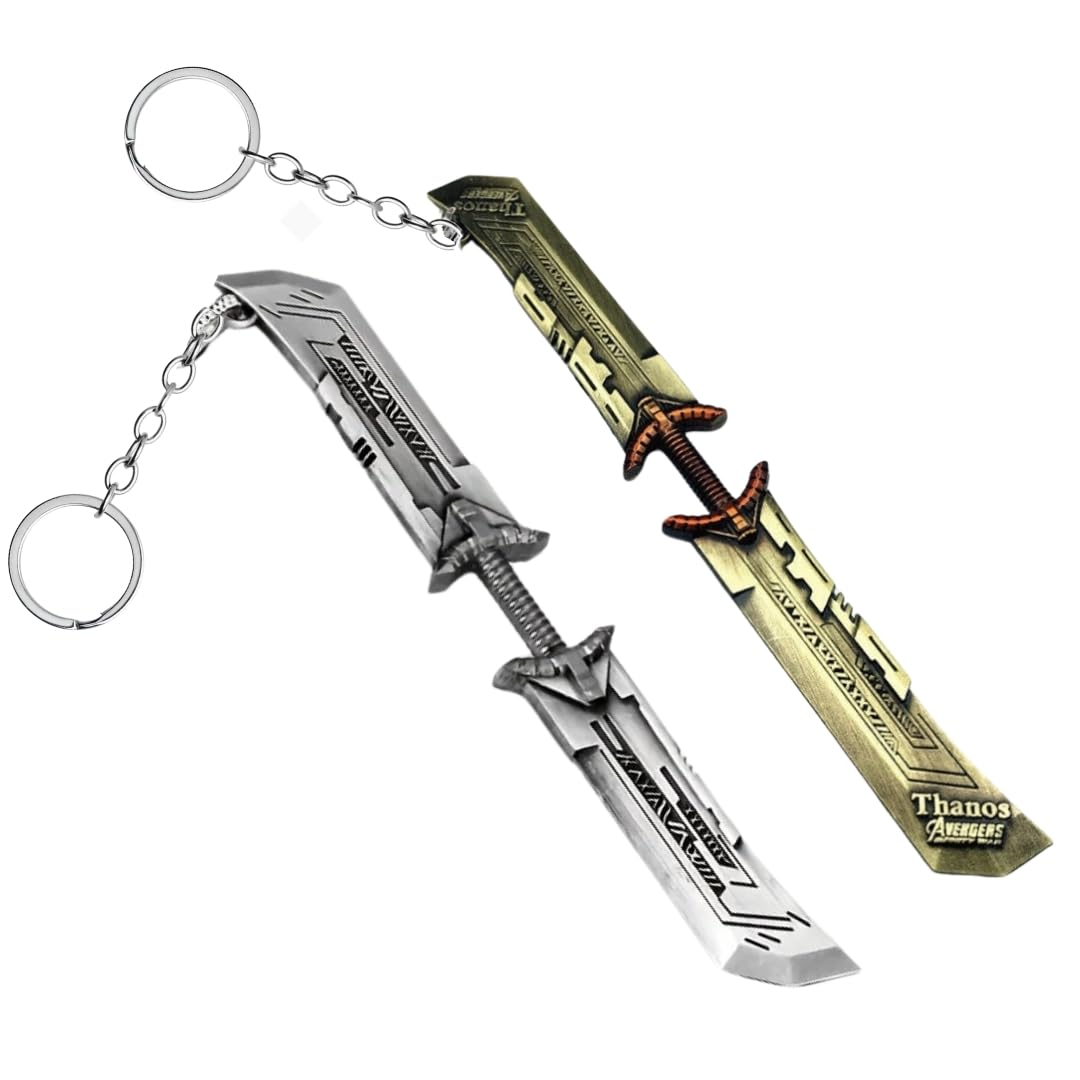 YaaNatural Yaa Catchy Avengers Thanos hand with all Infinity Stone Gauntlet and Double-Bladed Sword KeyChain Key ring best Gift for (Thanos Lovers) Keychains