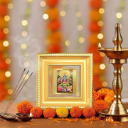 DIVINITI Satyanarayana 24K Gold Plated Foil Tabletop Photo Frame for Home Décor, Puja Room, Luxury Gifting | DG Frame 015 S1A (10x10 CM)