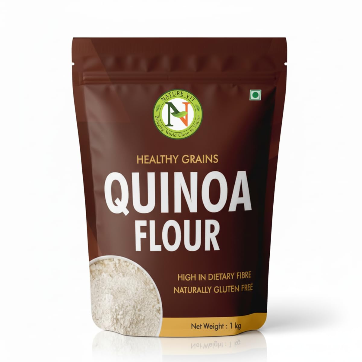 NatureVit Quinoa Flour 1 Kg | Gluten-Free High Protein Atta | Ideal for Baking, Rotis & Healthy Recipes | Fibre-Rich & Naturally Nutritious