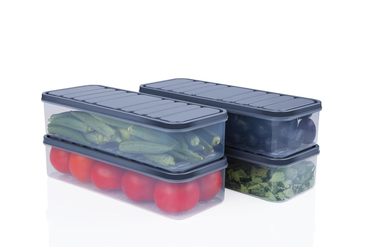 E-COSMOS® 6 Pack Airtight Kitchen Storage Boxes - Durable & Space-Saving | Leak-Proof Plastic Containers, Stackable Pantry Organizers,Space-Saving Kitchen Accessories (1200ml) (Pack Of 6)