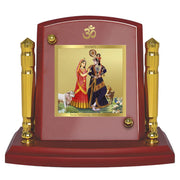 DIVINITI 24K Gold Plated Shri Radha Krishna Photo Frame for Car Dashboard | Premium Religious Idol for Home Office Prayer Decor & Spiritual Gift | Size 8 x 9 cm