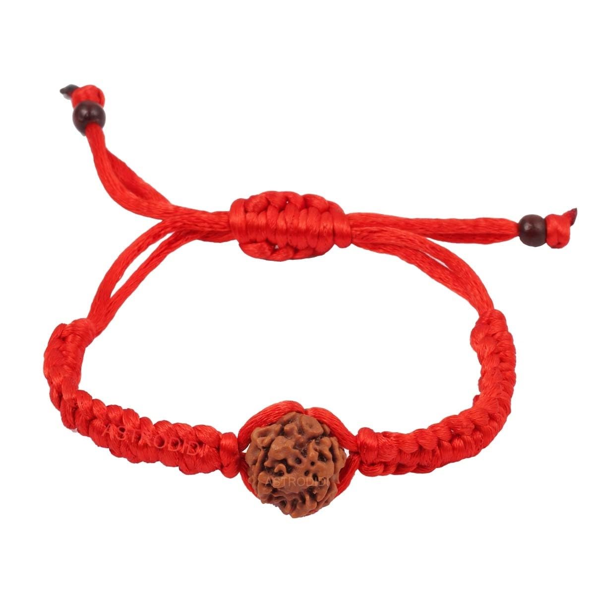 ASTRODIDI Nepali 6 Mukhi Rudraksha Beads Bracelet in Red Thread | Original Six Face Rudraksh Handmade Bracelet | Unisex Design for Men Women Boys and Girls