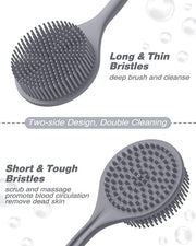 E-COSMOS® Premium Silicone Back Scrubber with Long Handle - BPA-Free Shower Body Brush for Men & Women (Multi Color)