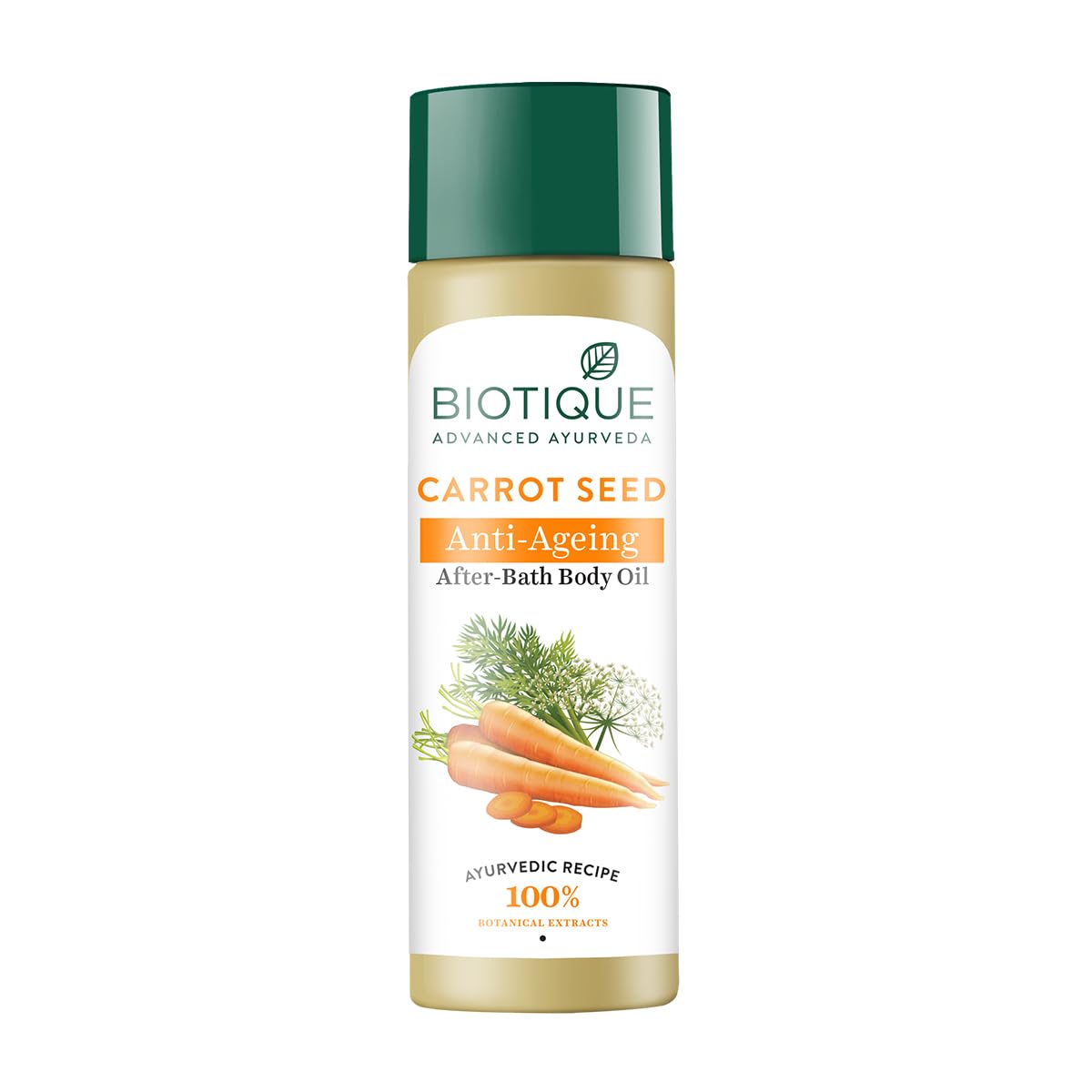 Biotique Carrot Seed Anti- Ageing After- Bath Body Oil | Prevents Fine Lines and Wrinkles |Smooth and Radiant Skin| 100% Botanical Extracts | Suitable for All Skin Types | 120ml