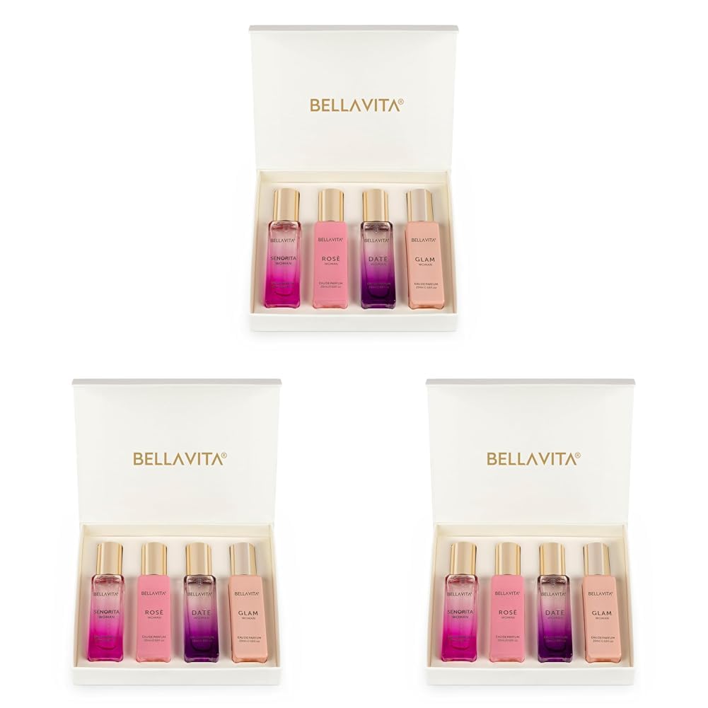 Bella Vita Luxury Woman Spray Eau De Parfum Gift Set 4X20 Ml For Women With Date, Senorita, Glam, Rose Perfume | Floral, Fruity Long Lasting Edp Fragrance Scent (Pack Of 3)