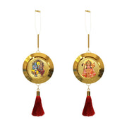 Diviniti 24K Gold Plated Ram Sita Double Sided Hanging with Hanuman Ji for Home Entrance Door, Vastu Spiritual Decor, Religious Hanging, Blessings, Protection & Positive Energy Gift Item