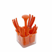 Parage 25 Pieces Camry Premium Stainless Steel Cutlery Set with Storage Box | Spoons Set |Home & Kitchen and Dining Tableware| Spoon Stand for Dining Table Fancy, (Set of 25, Orange)