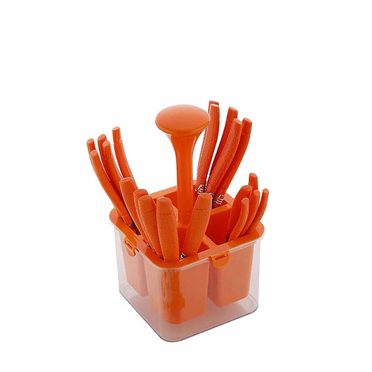 Parage 25 Pieces Camry Premium Stainless Steel Cutlery Set with Storage Box | Spoons Set |Home & Kitchen and Dining Tableware| Spoon Stand for Dining Table Fancy, (Set of 25, Orange)
