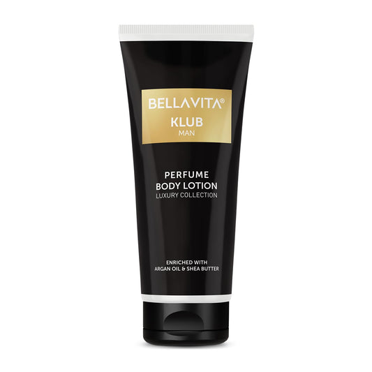 Bella Vita Luxury KLUB Man Body Perfume Lotion for Nourishing, Hydrating, Soft, Supple, Healthy Skin with Argan Oil and Shea Butter 200 ml