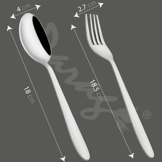 Parage 12 Pieces Stainless Steel Table Spoons & Forks Set for Home & Kitchen, Dining Tableware Cutlery Set, Silver (Contains: 6 Table Spoons and 6 Table Forks) Sigma Design